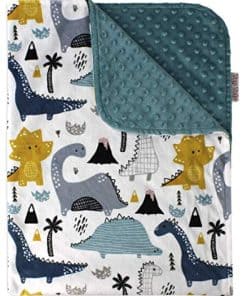 Manta para bebé - Jungla de Dinosaurios con Minky Azul