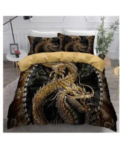 Juego de Ropa de Cama 3D con Estampado de Dragón Chino