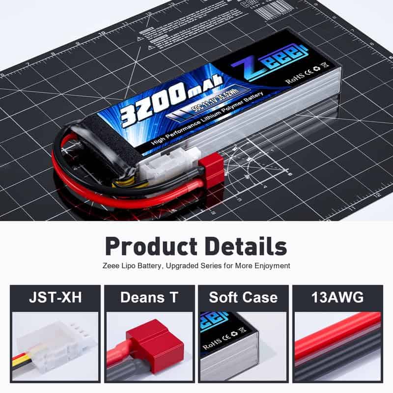 Batería de Lipo Zeee 3S 3200mAh 11.1V 50C con Estuche - Imagen 4