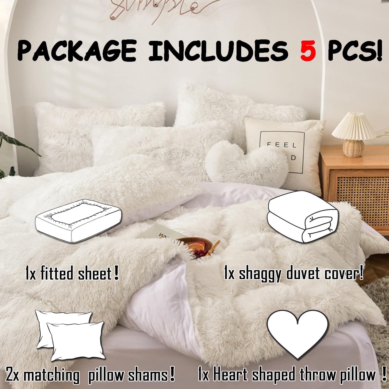 MorroMorn Juego de Funda Nórdica de Pelo Lujoso Mullido, - Imagen 3