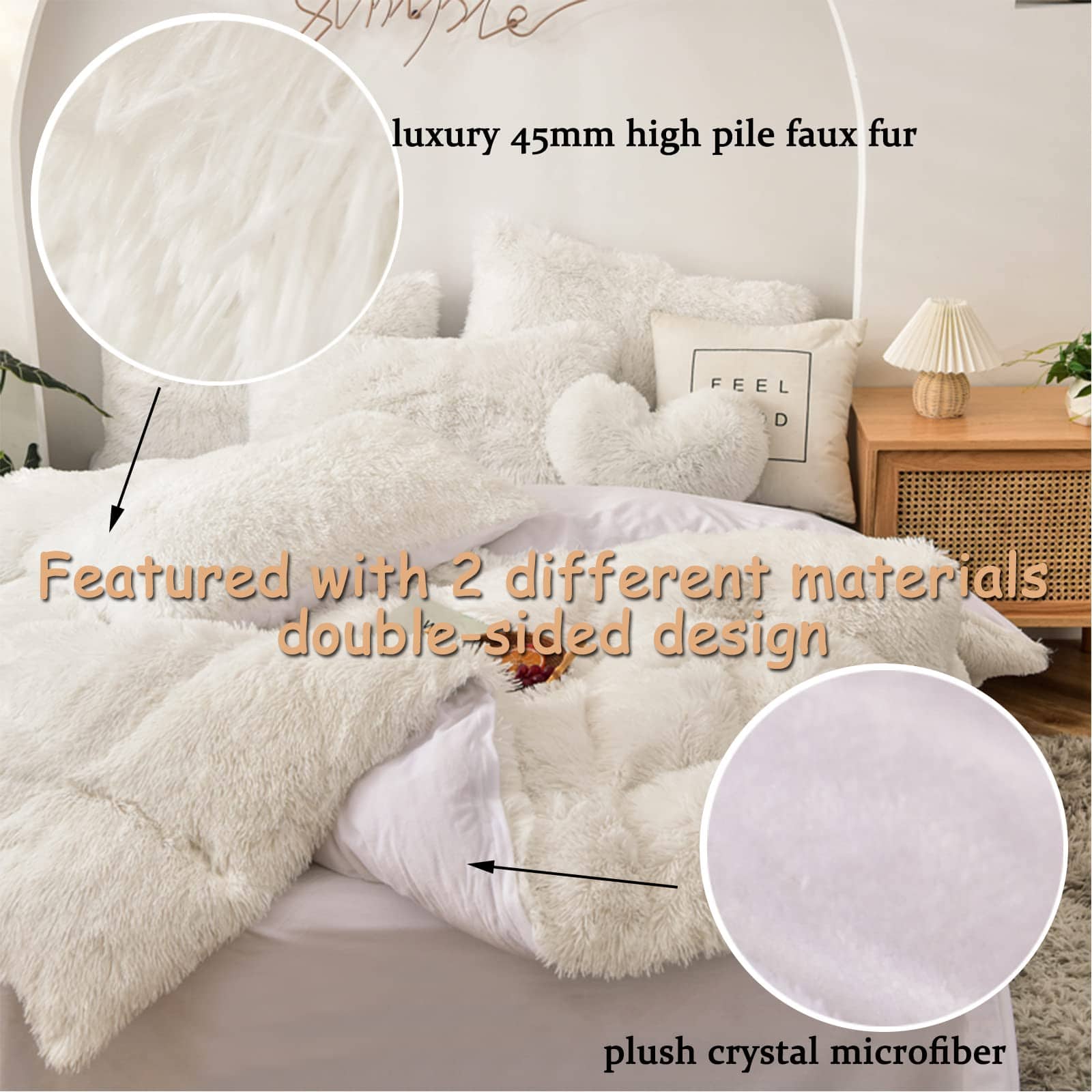MorroMorn Juego de Funda Nórdica de Pelo Lujoso Mullido, - Imagen 5