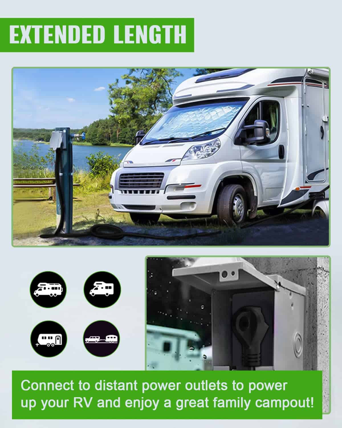 Cable de extensión RV universal de 25FT 30Amp de SCITOO, - Imagen 7