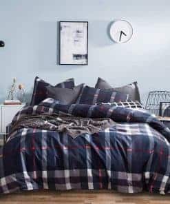 Set de edredón a cuadros azul marino Houseri para cama