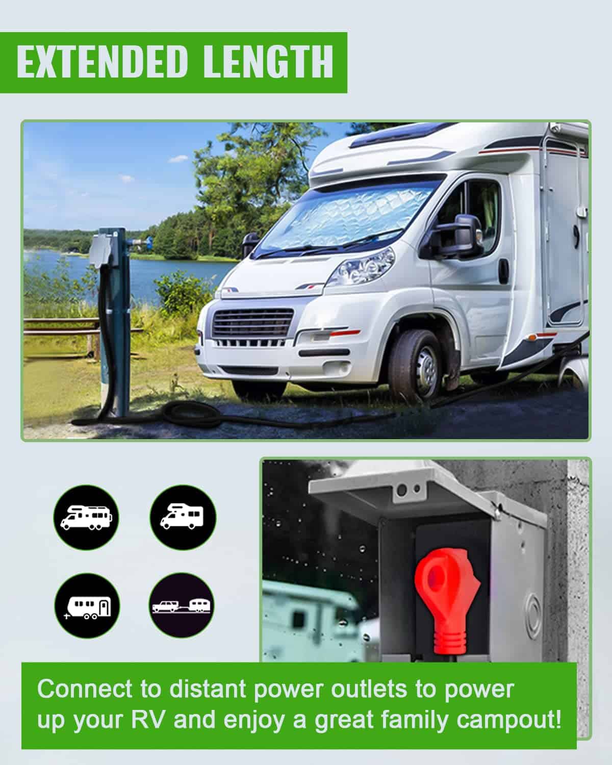 SCITOO Cable de Extensión para RV de 30 Amperios 50 Pies, - Imagen 7