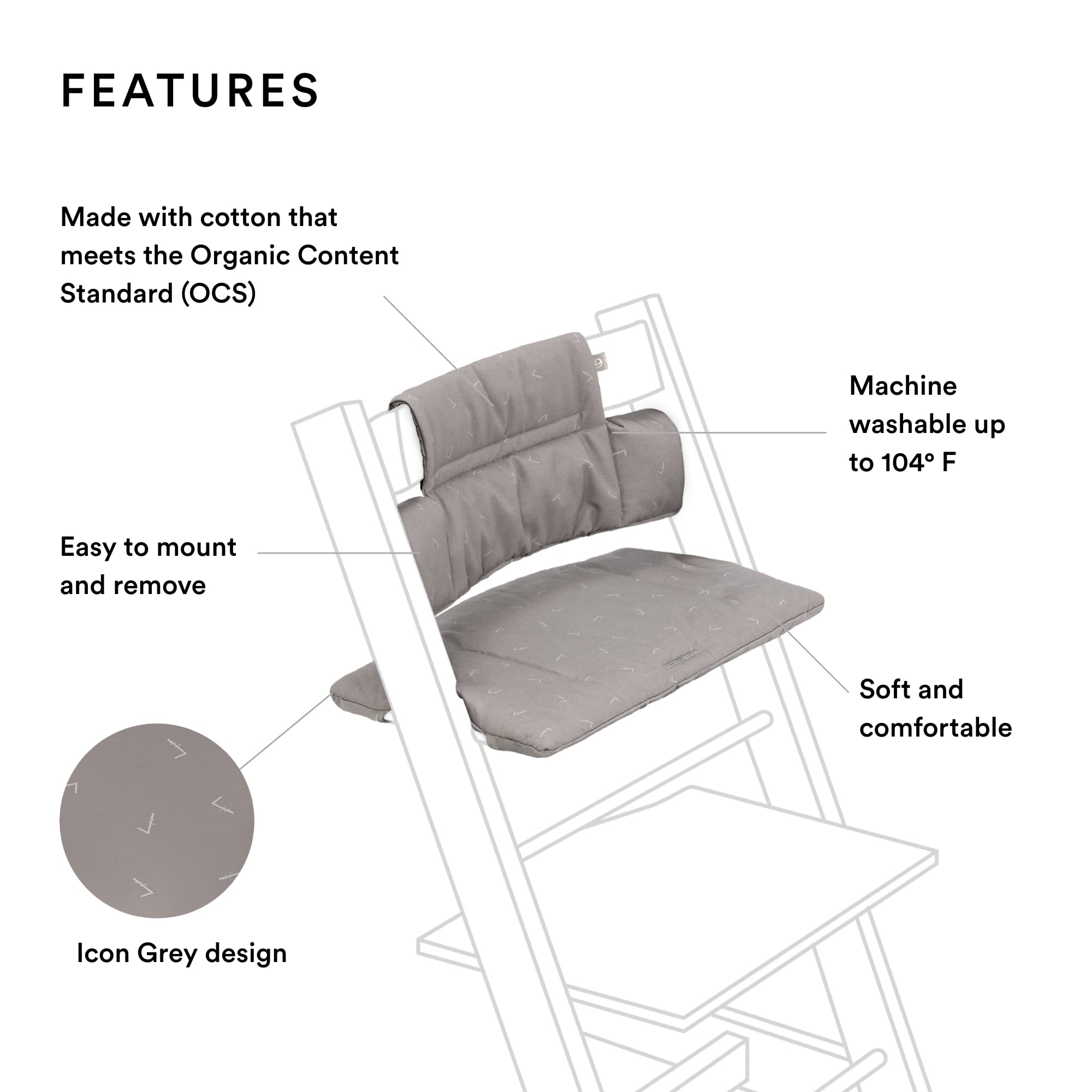 Cojín Clásico Stokke Tripp Trapp, Icon Grey - Se adapta a - Imagen 3