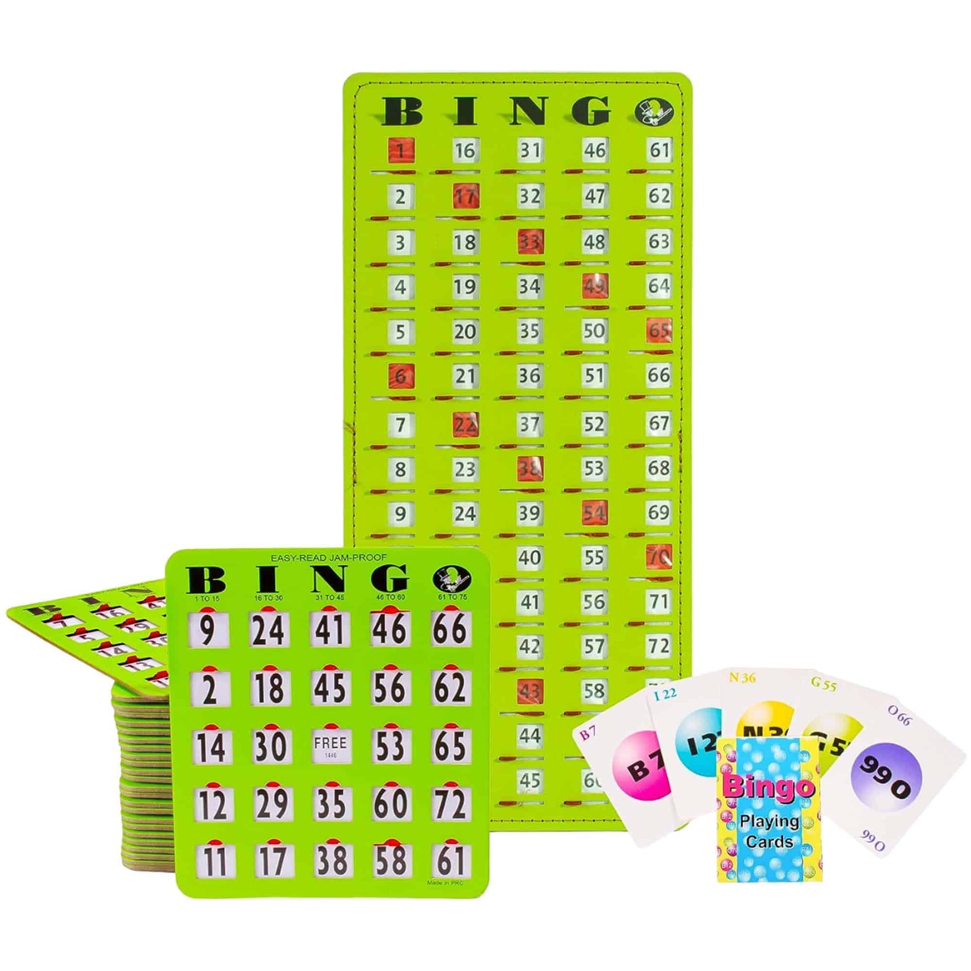 MR CHIPS Cartones de Bingo a Prueba de Atascos -ilo Verde