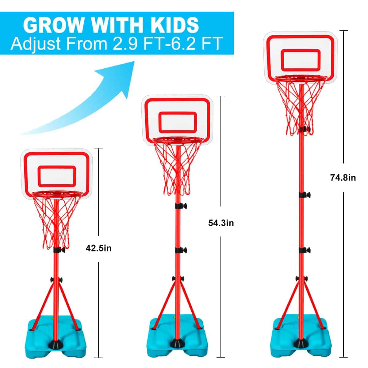 Canasta de Baloncesto para Niños Altura Ajustable 2.9 - Imagen 4