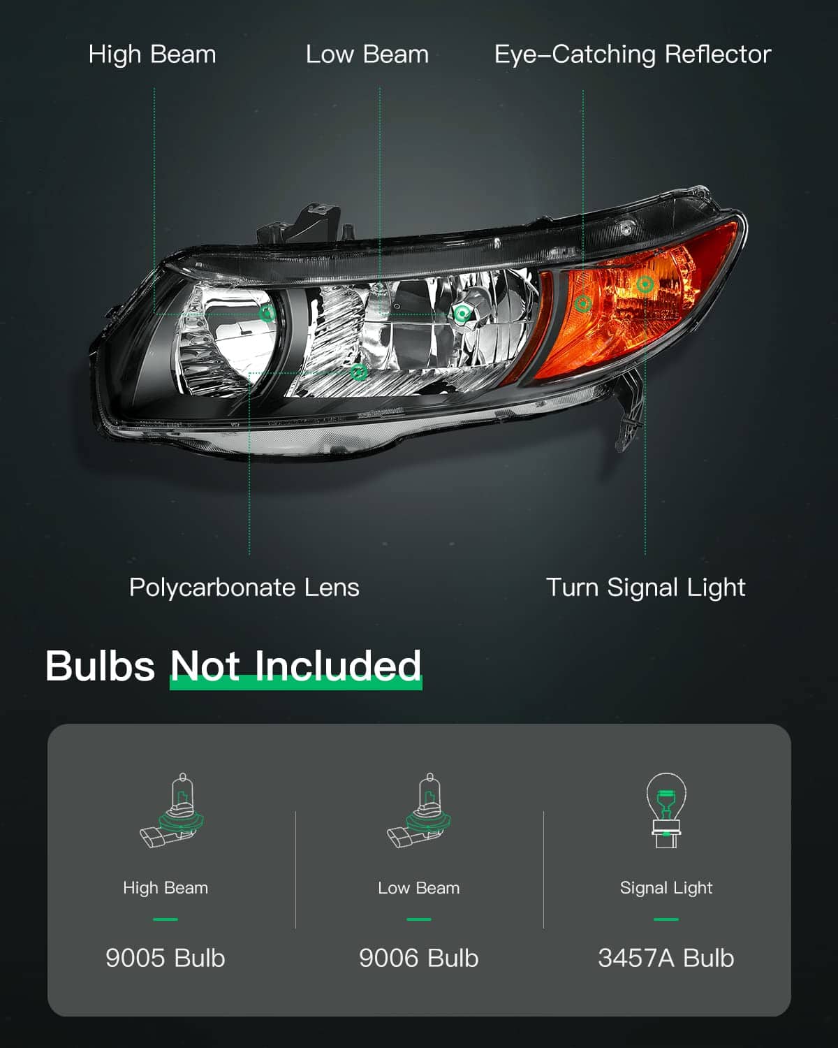 Conjunto de faros delanteros de repuesto LSAILON para - Imagen 4