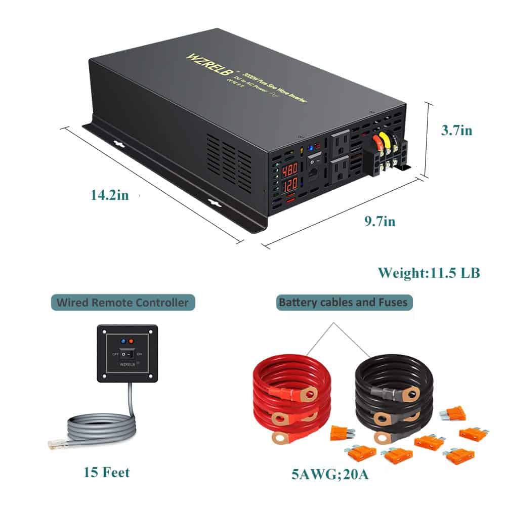 Inversor de Corriente WZRELB Onda Sinusoidal Pura 3000W 48V - Imagen 8
