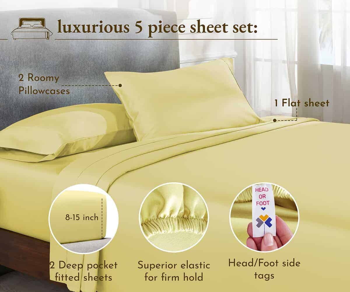 Juegos de Sábanas California Design Den -Amarillo Sol - Imagen 4