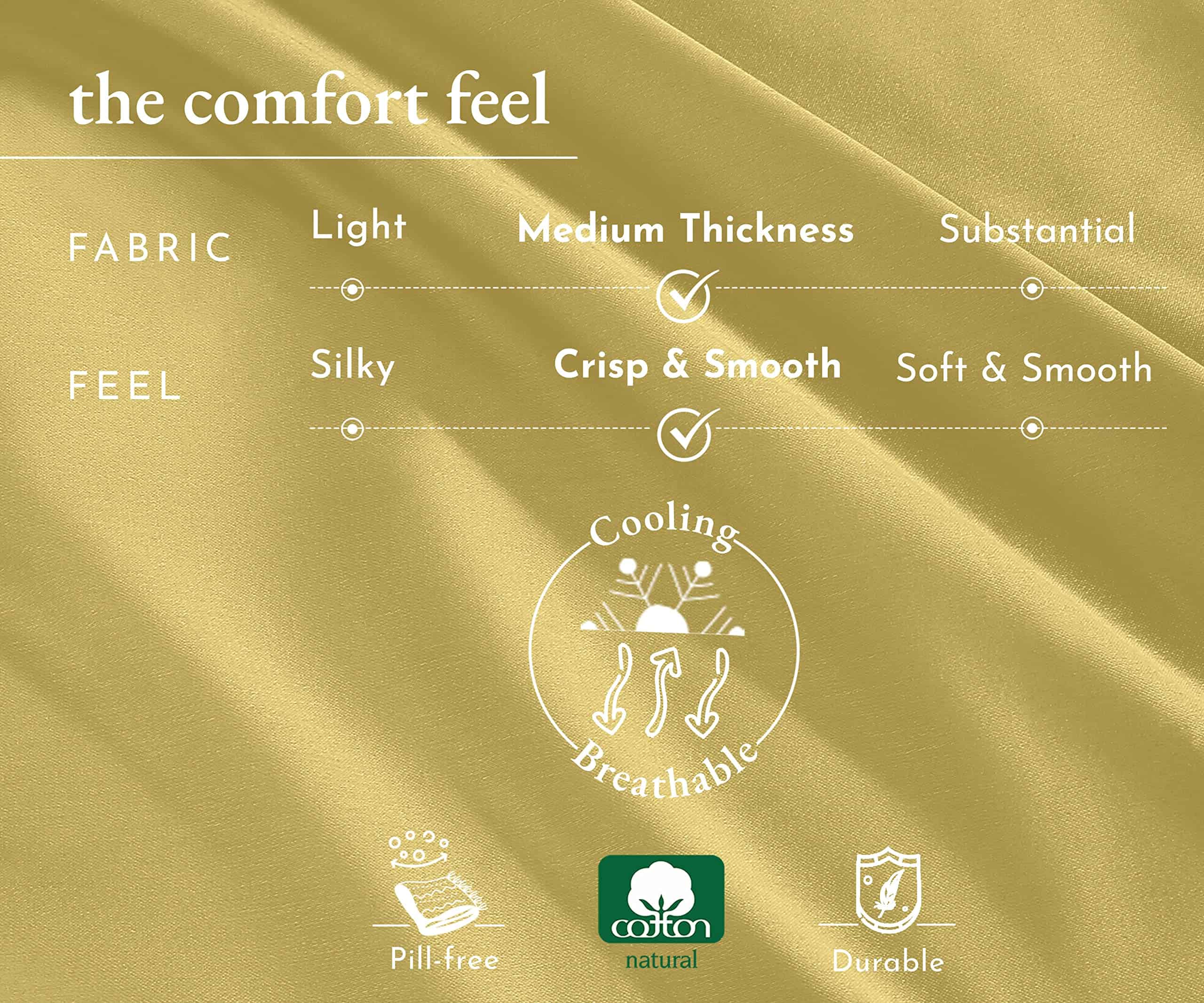 Sábana Plana 100% Algodón Puro - 600 Hilos, -Dorado - Imagen 5