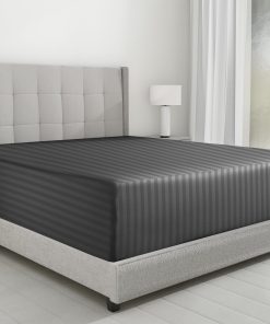 Sábana bajera de algodón de lujo con rayas damasco,