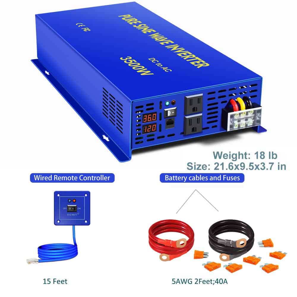 Inversor de Corriente XYZ INVT 36 Voltios 3500W Onda - Imagen 6