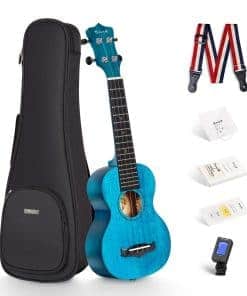 Ukulele Soprano Enya de 21 pulgadas Azul con Tapa de Caoba