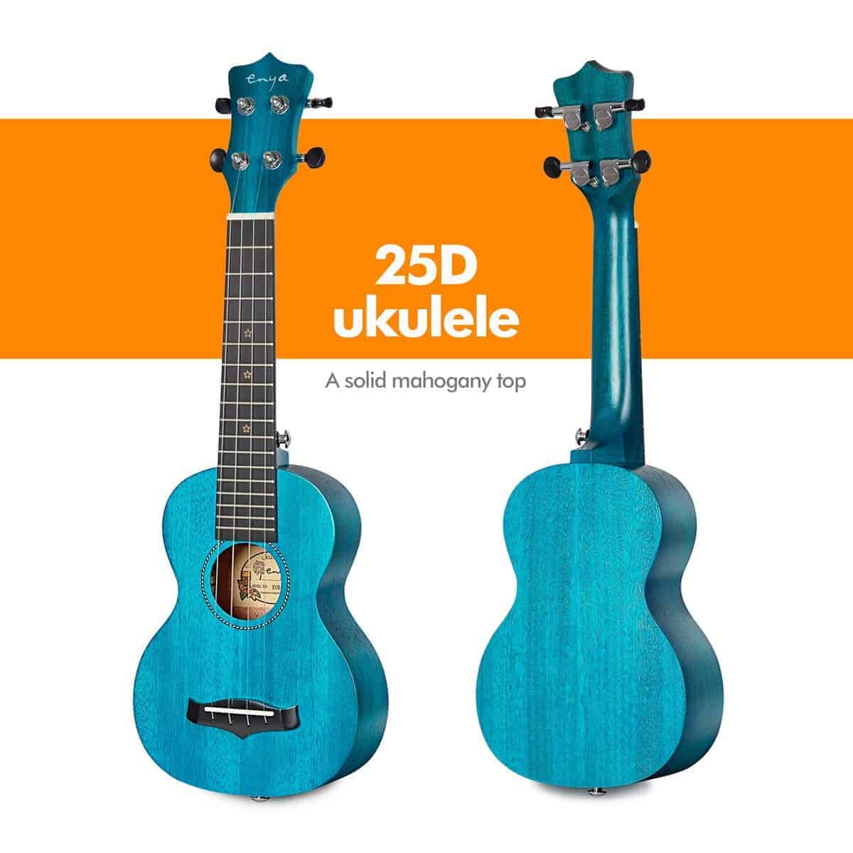 Ukulele Soprano Enya de 21 pulgadas Azul con Tapa de Caoba - Imagen 3
