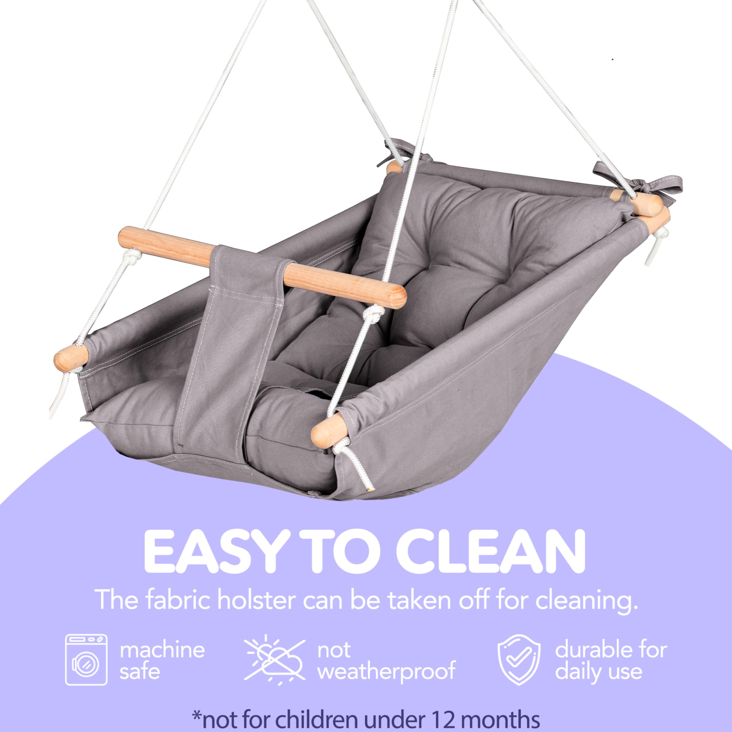 CaTeam - Columpio de Lona para Niños, Asiento -Gris Oscuro - Imagen 6