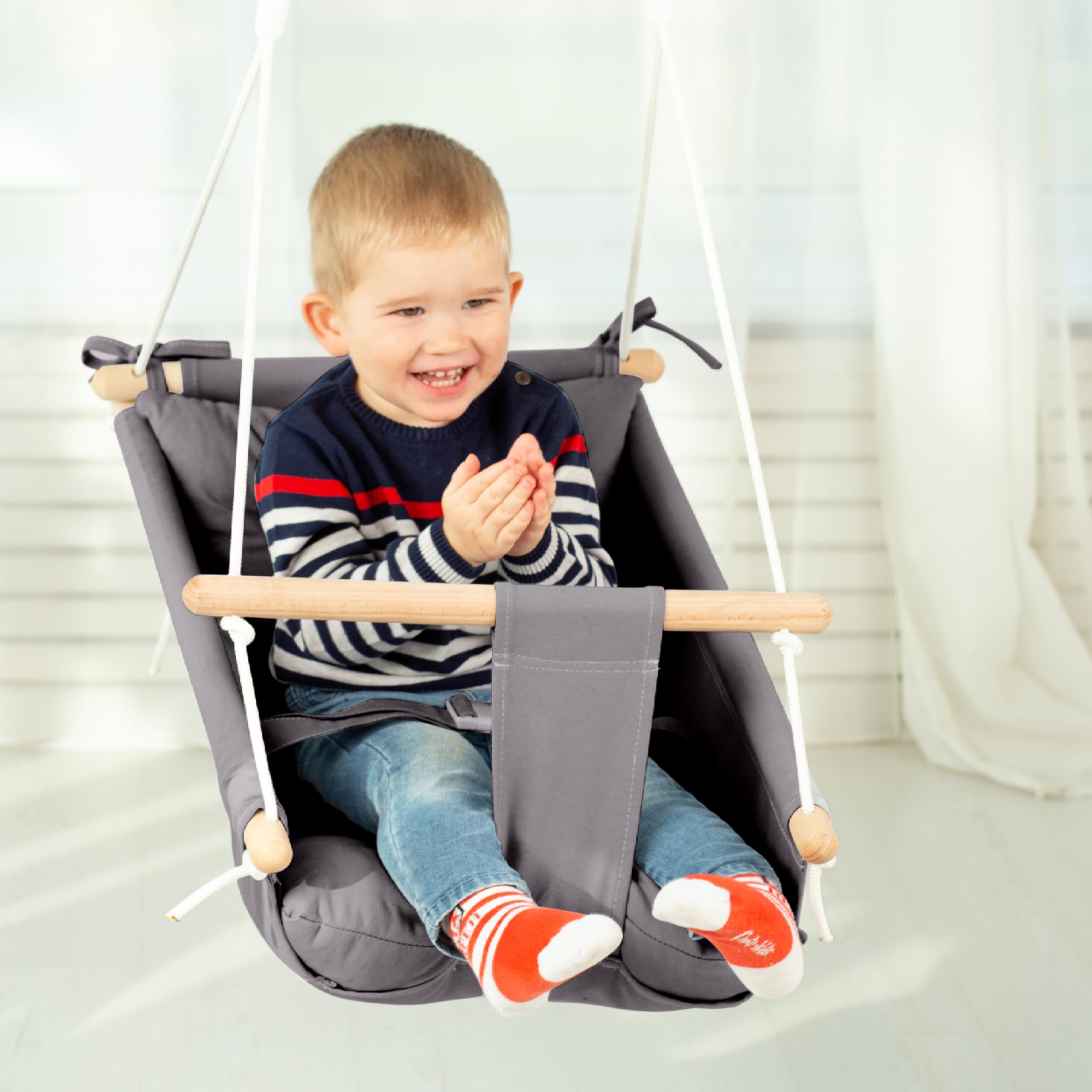 CaTeam - Columpio de Lona para Niños, Asiento -Gris Oscuro - Imagen 7