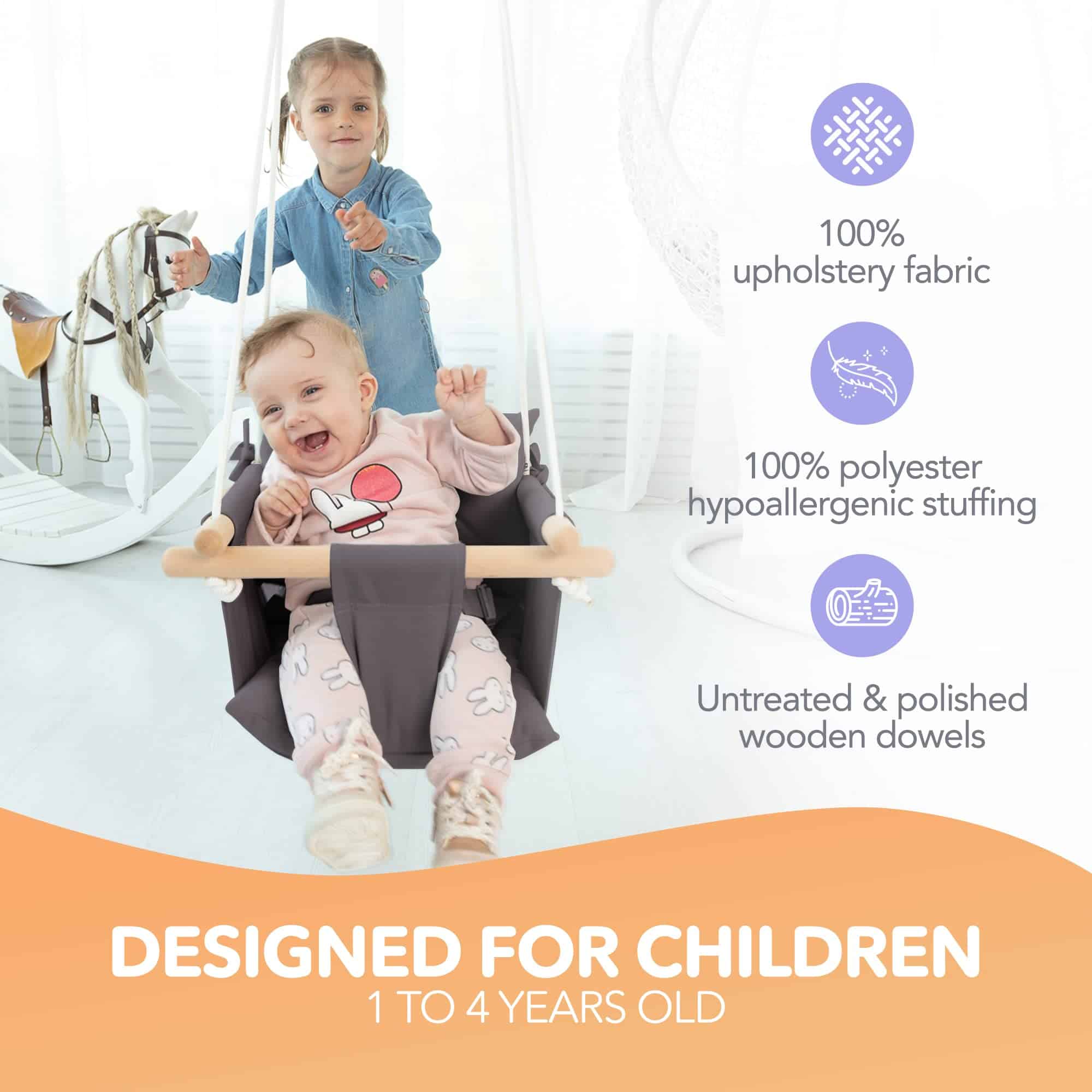 CaTeam - Columpio de Lona para Bebés, Asiento de Columpio - Imagen 3