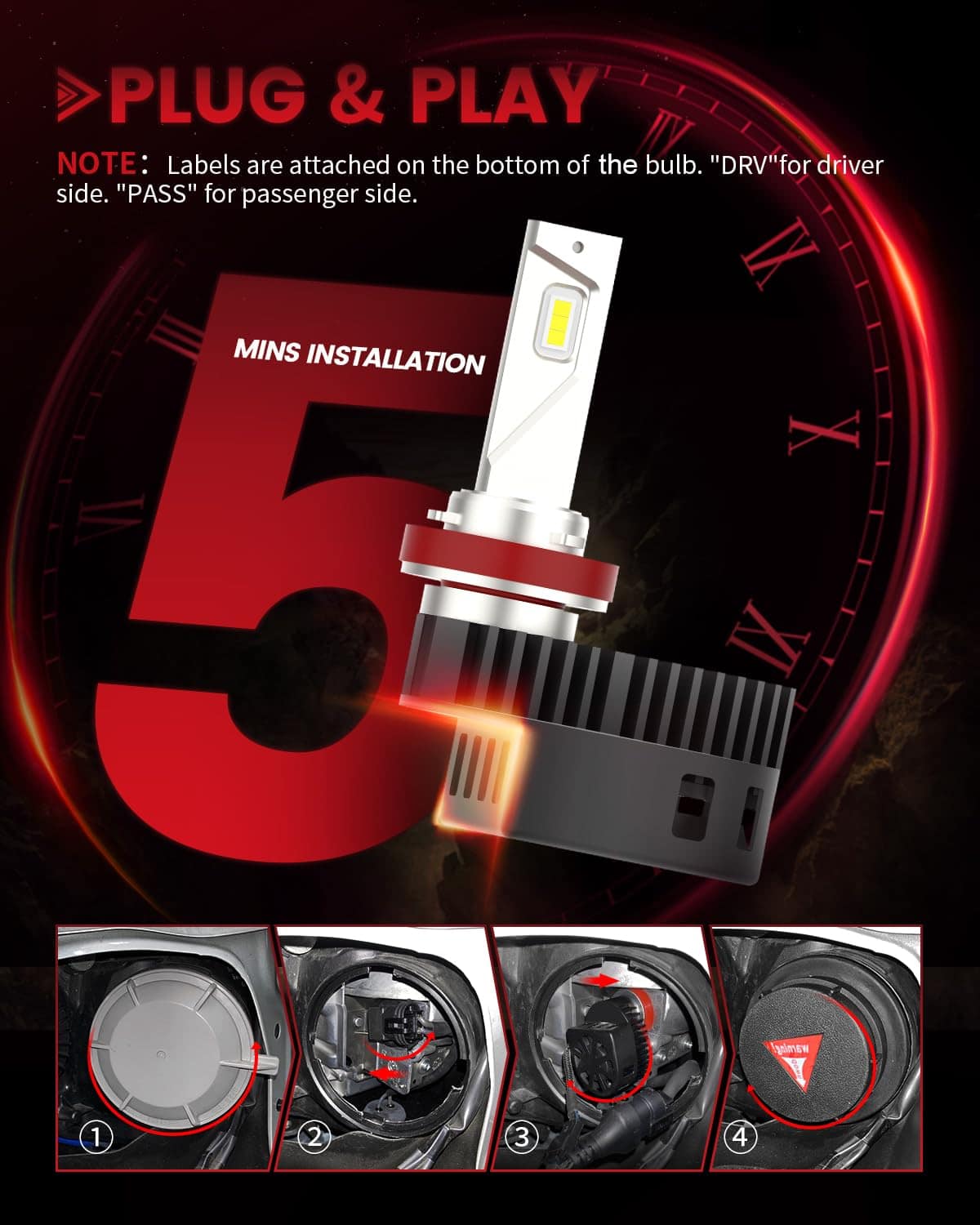 Bombillas LED H11 personalizadas LASFIT 2024 actualizadas - Imagen 7