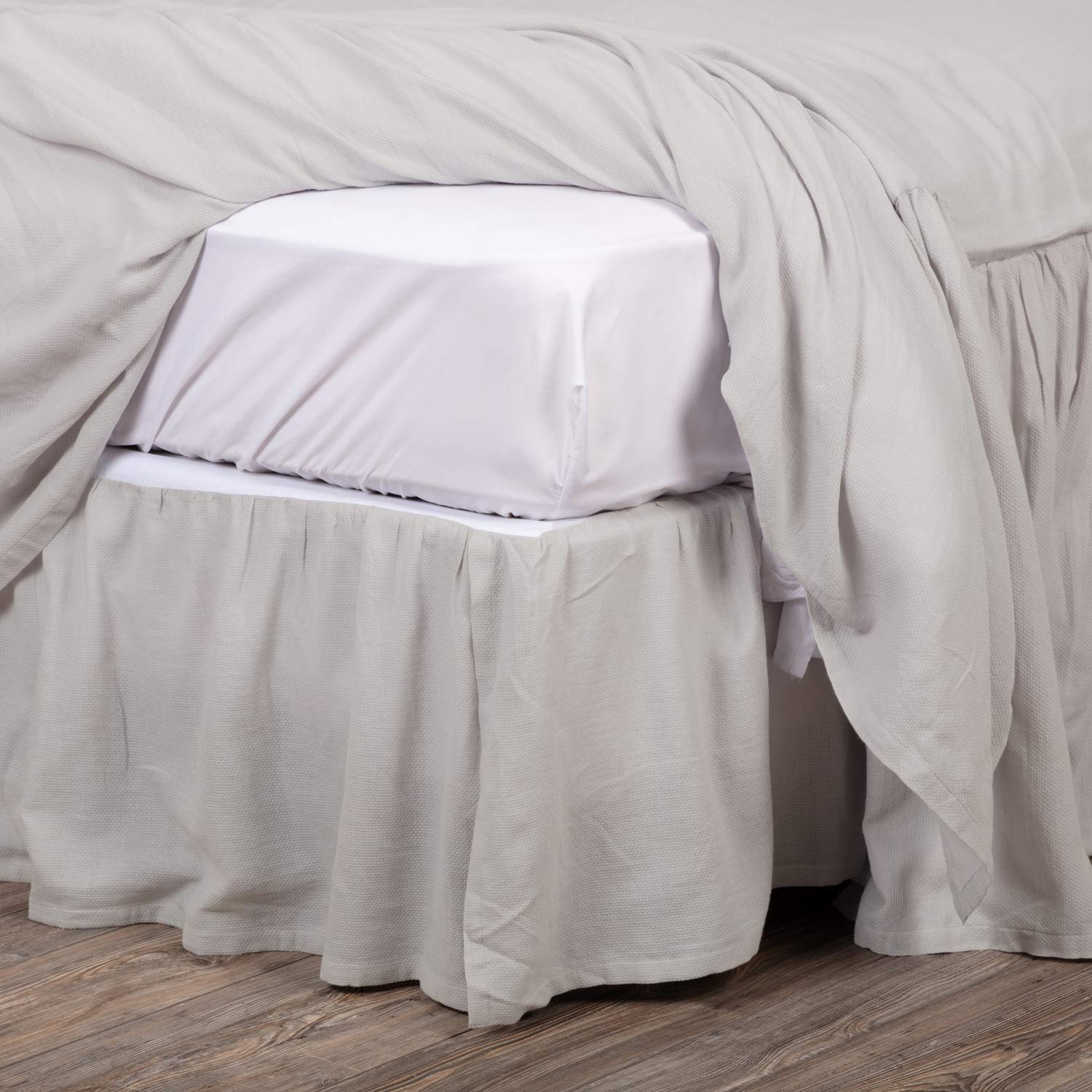 Piper Classics Annabelle Gray Ruffled Faldón de Cama Twin,
