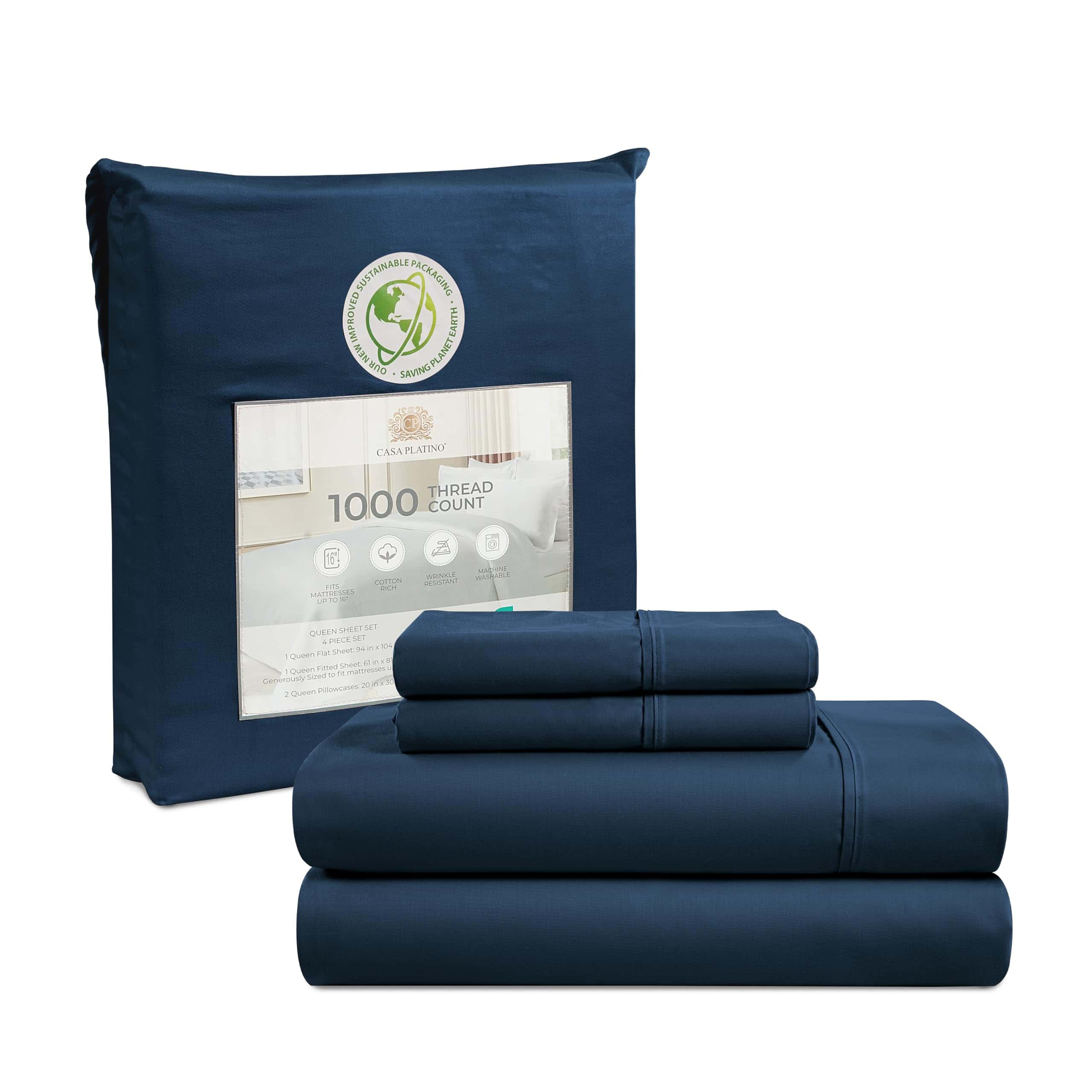 Juego de Sábanas Casa Platino de 1000 Hilos -Denim