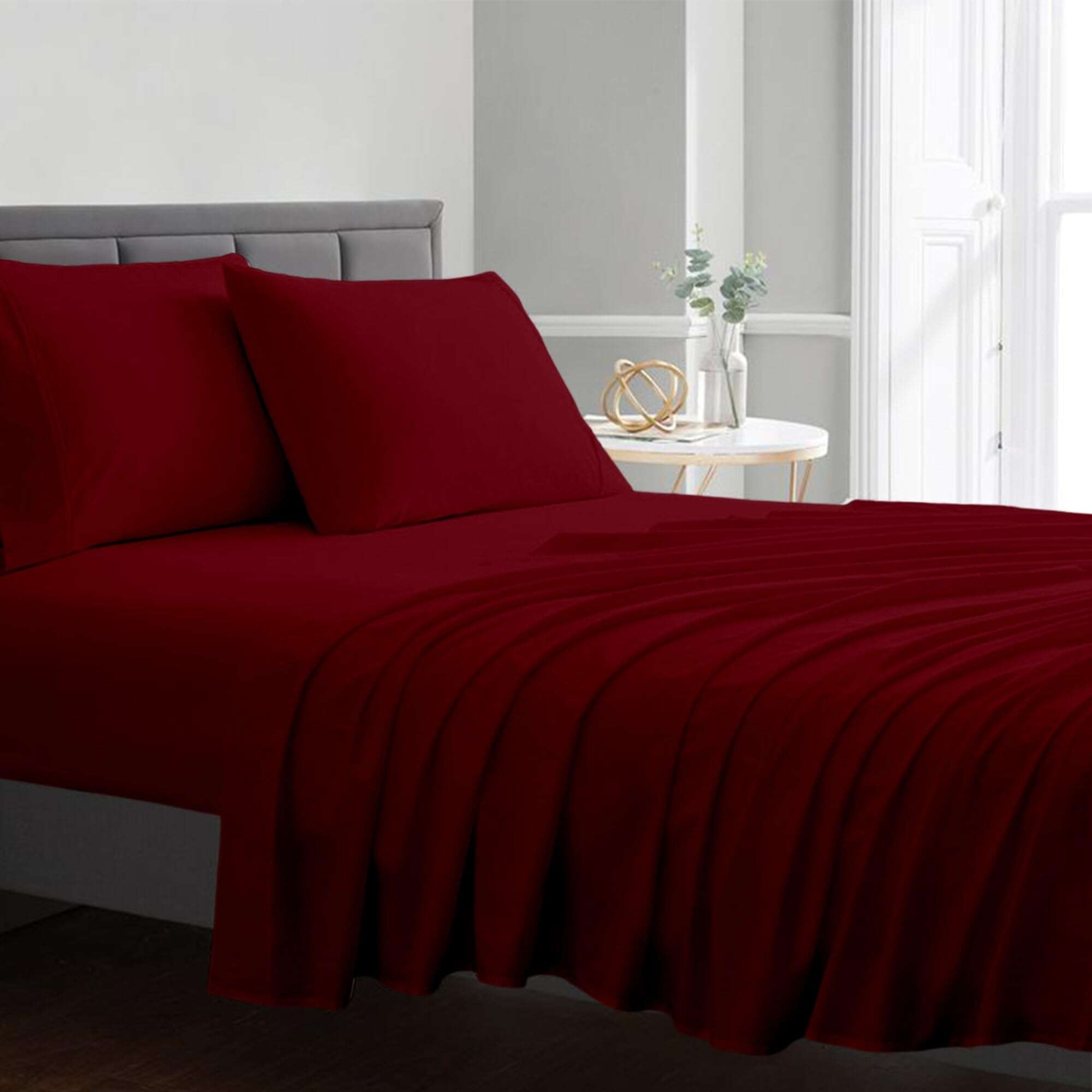 BLUECLANS Juego de Sábanas Tamaño Queen Borgoña 1000 Hilos