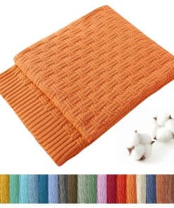 Manta de Punto de Algodón 100% TREELY para -Naranja