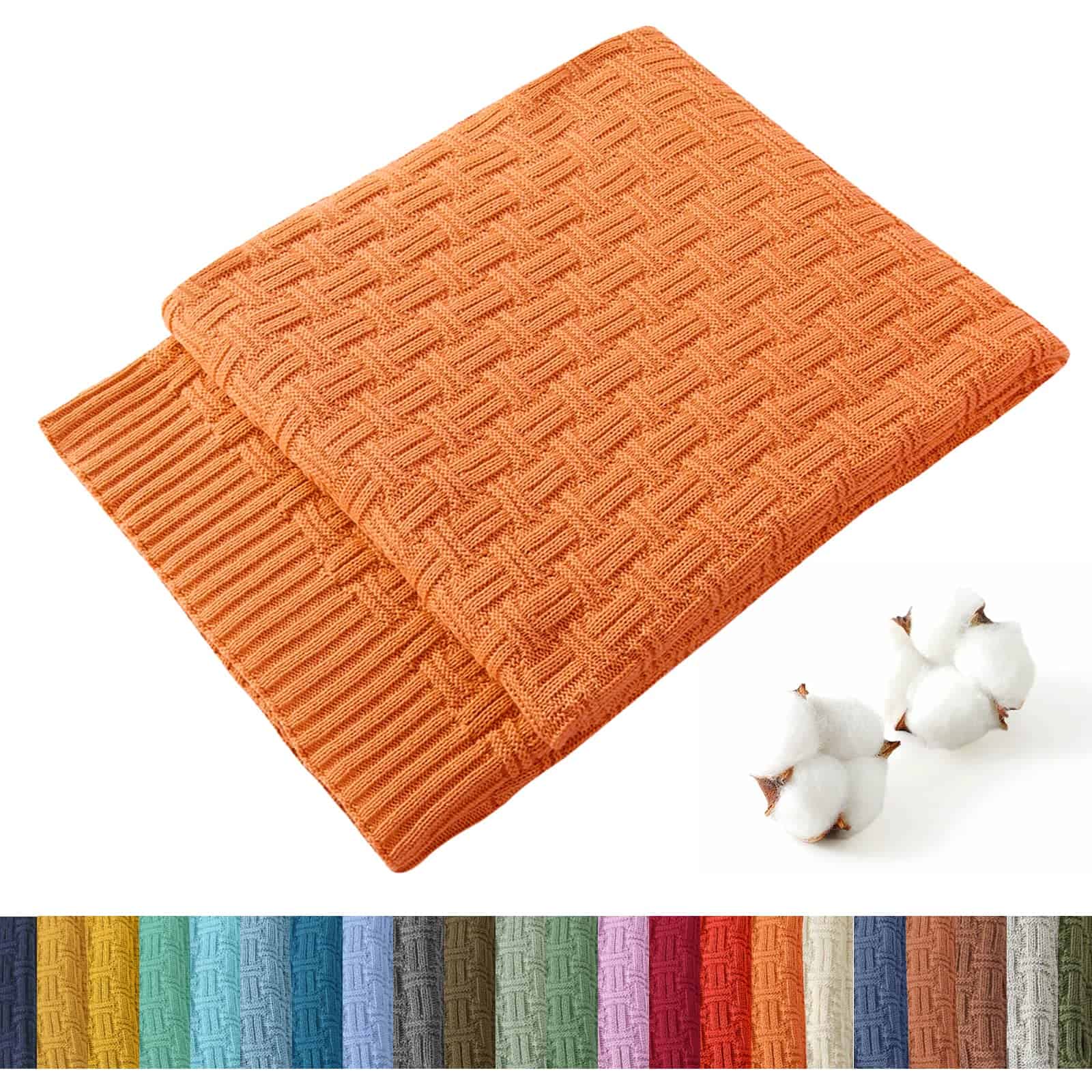 Manta de Punto de Algodón 100% TREELY para -Naranja