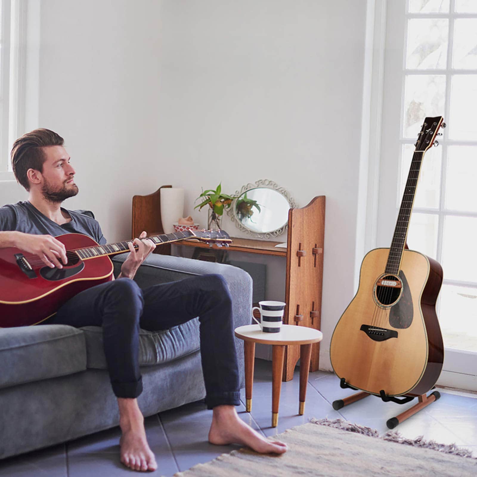 Soporte de guitarra Snigjat de palo de rosa, resistente - Imagen 7