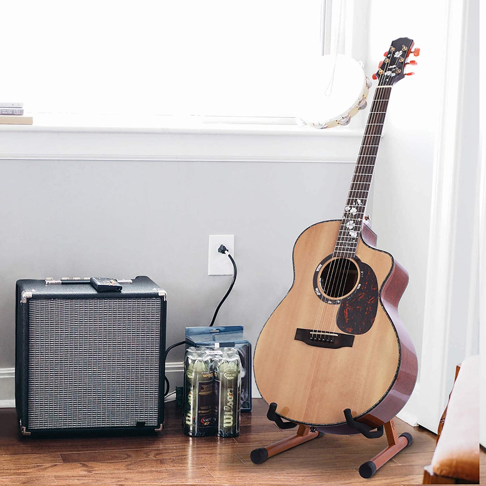 Soporte de guitarra Snigjat de palo de rosa, resistente - Imagen 9