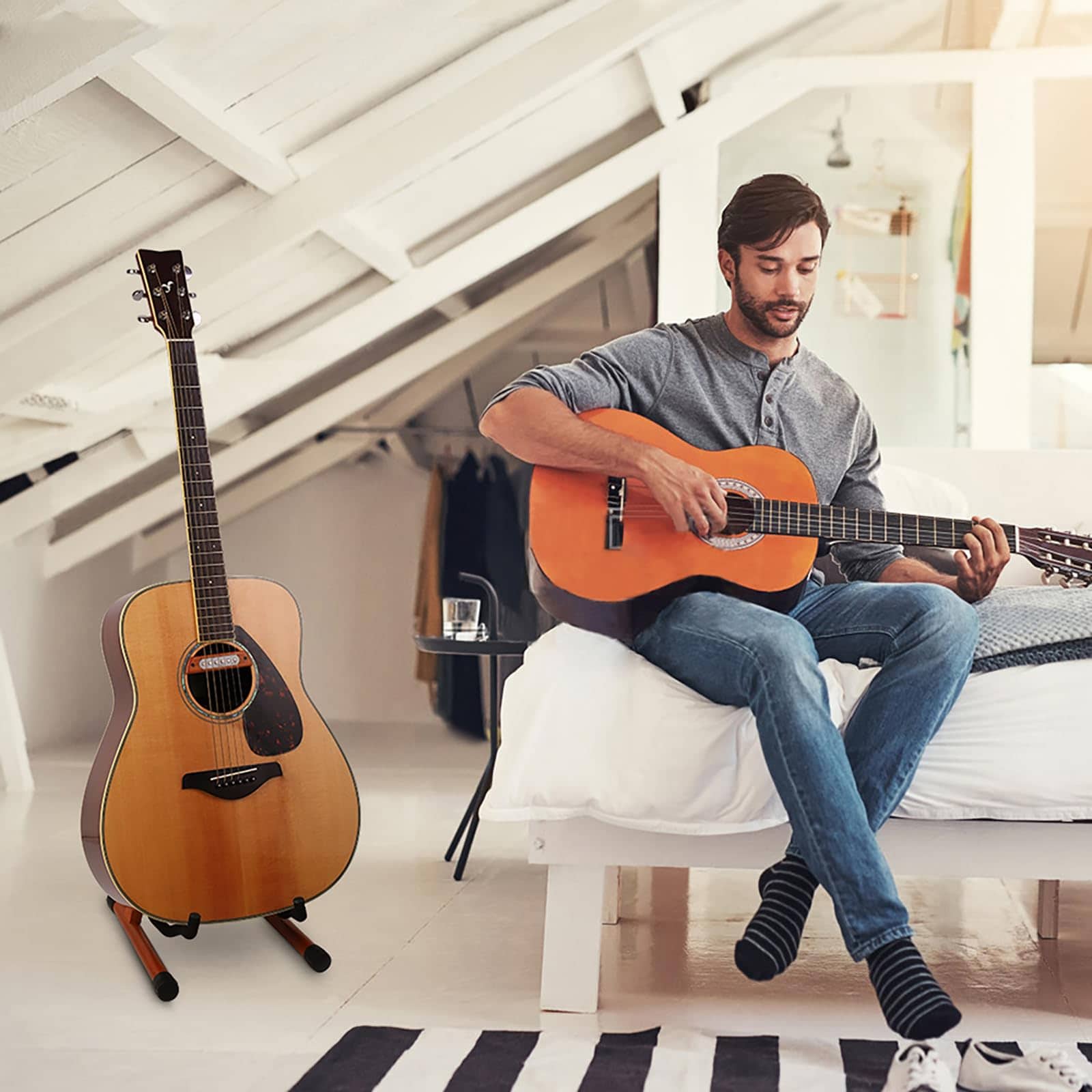 Soporte de guitarra Snigjat de palo de rosa, resistente - Imagen 8