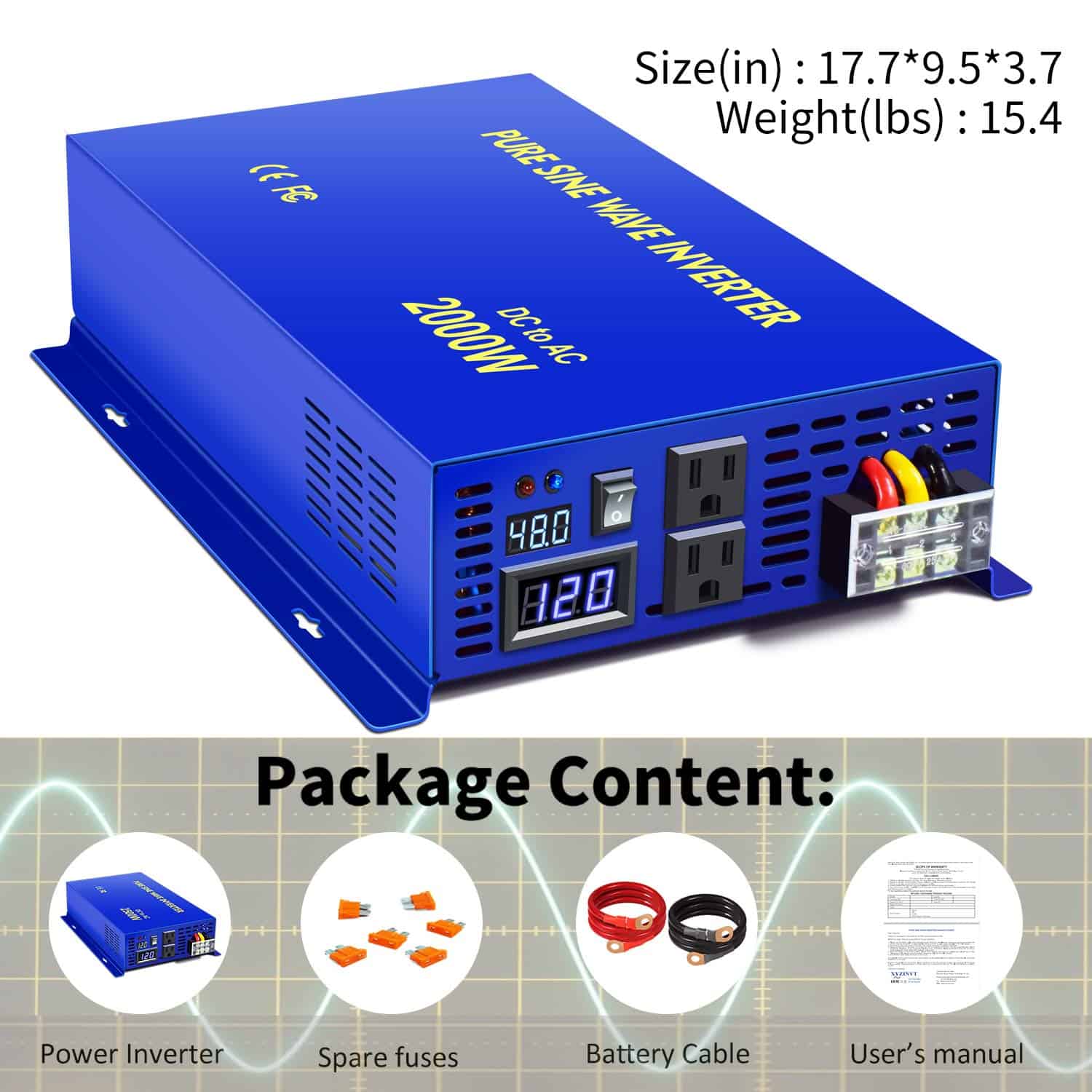 Inversor de Onda Sinusoidal Pura XYZ INVT de 2000 vatios - Imagen 8