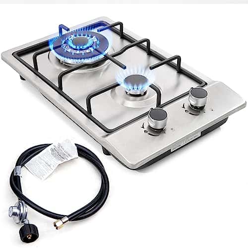 12" Cocina de Gas, 2 Quemadores Empotrados de Propano/Gas