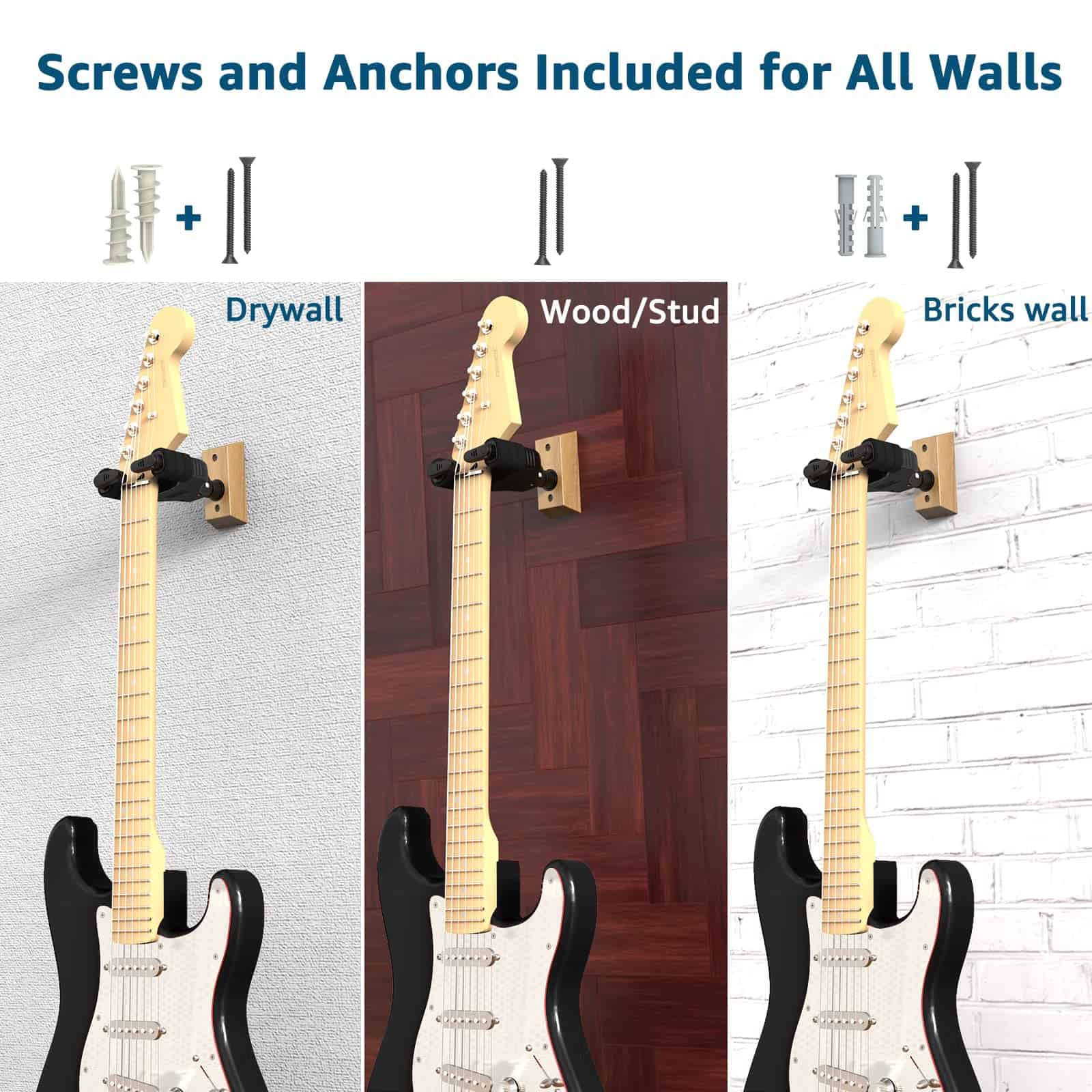 Soporte de Pared para Guitarra, Gancho de Madera Dura con - Imagen 4