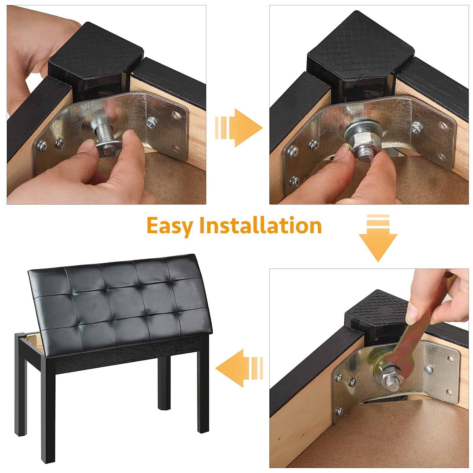 Banqueta de Piano ZHRUNS de Madera con Almacenamiento y - Imagen 3