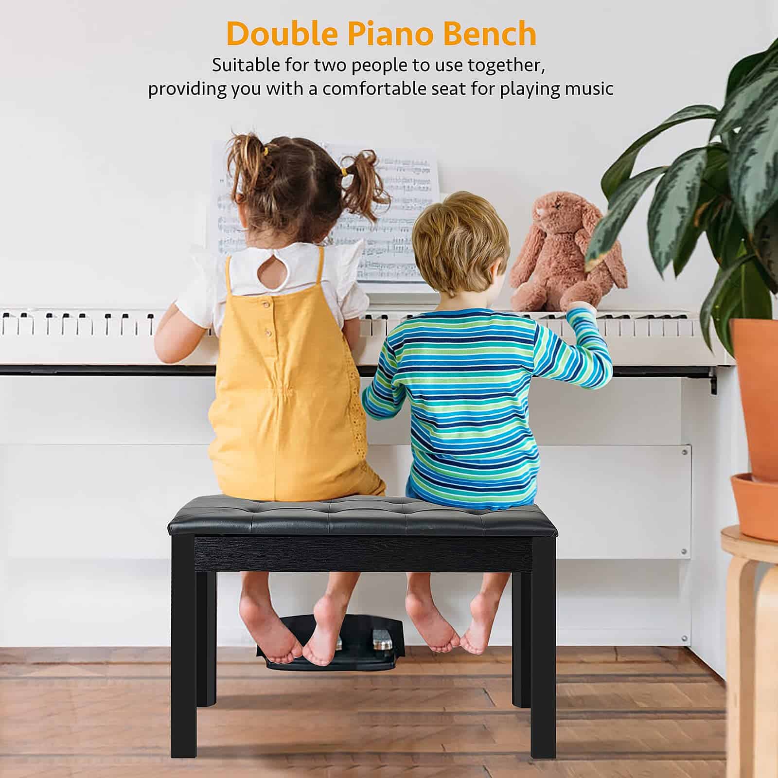 Banqueta de Piano ZHRUNS de Madera con Almacenamiento y - Imagen 7