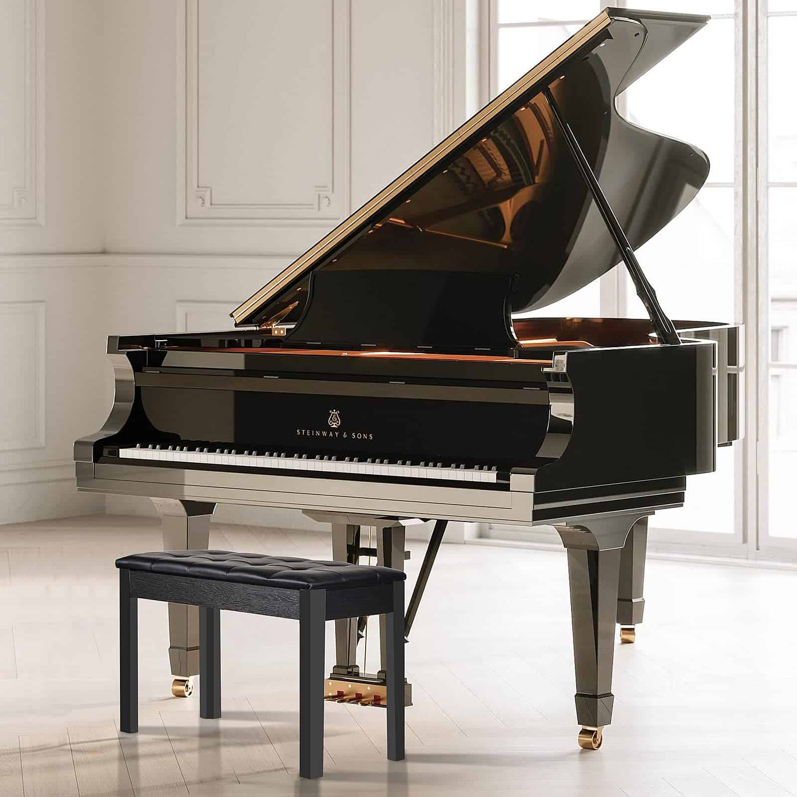 Banqueta de Piano ZHRUNS de Madera con Almacenamiento y - Imagen 8