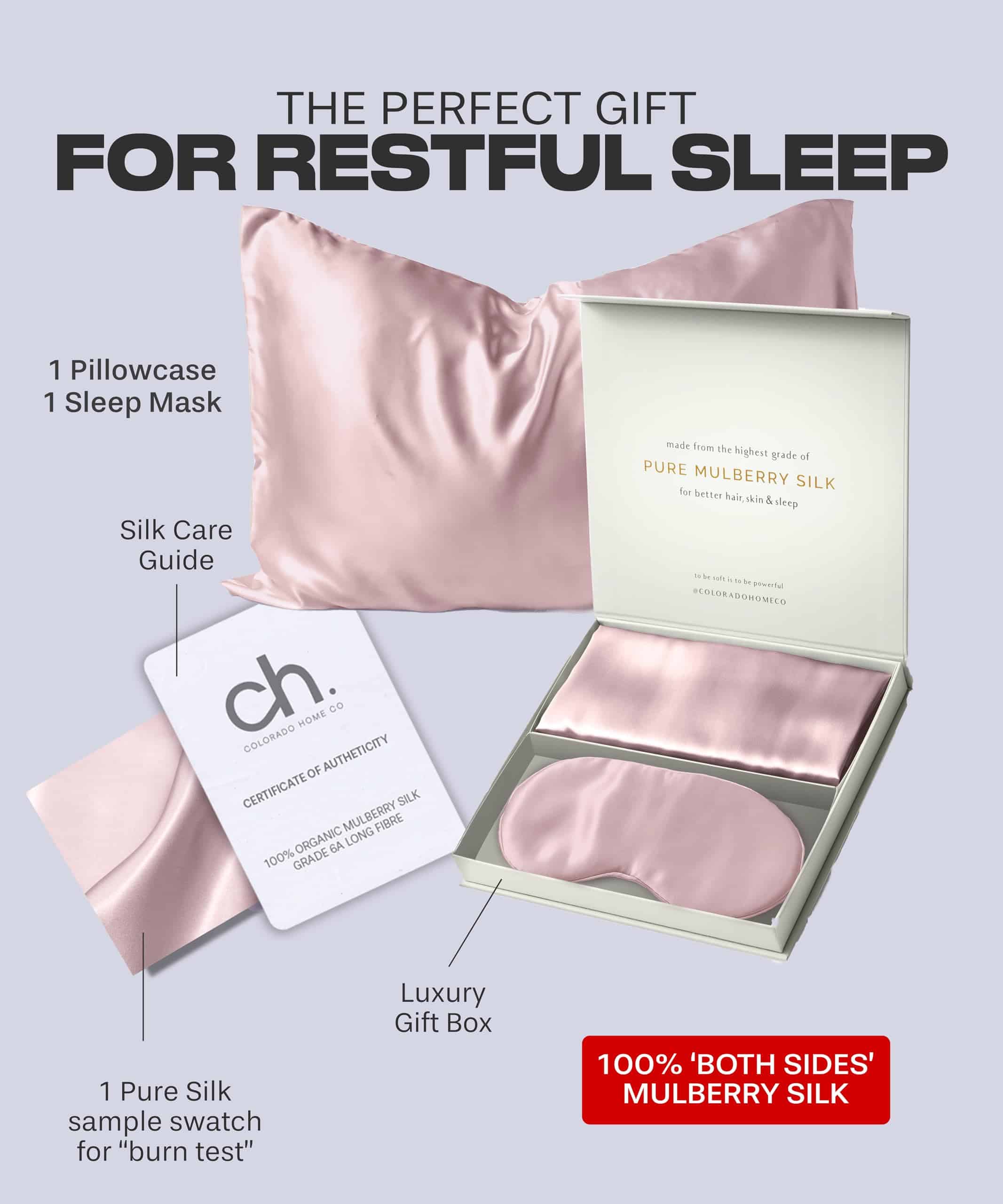 Funda de Almohada de Seda Colorado Home Co -Rosa Cuarzo - Imagen 3