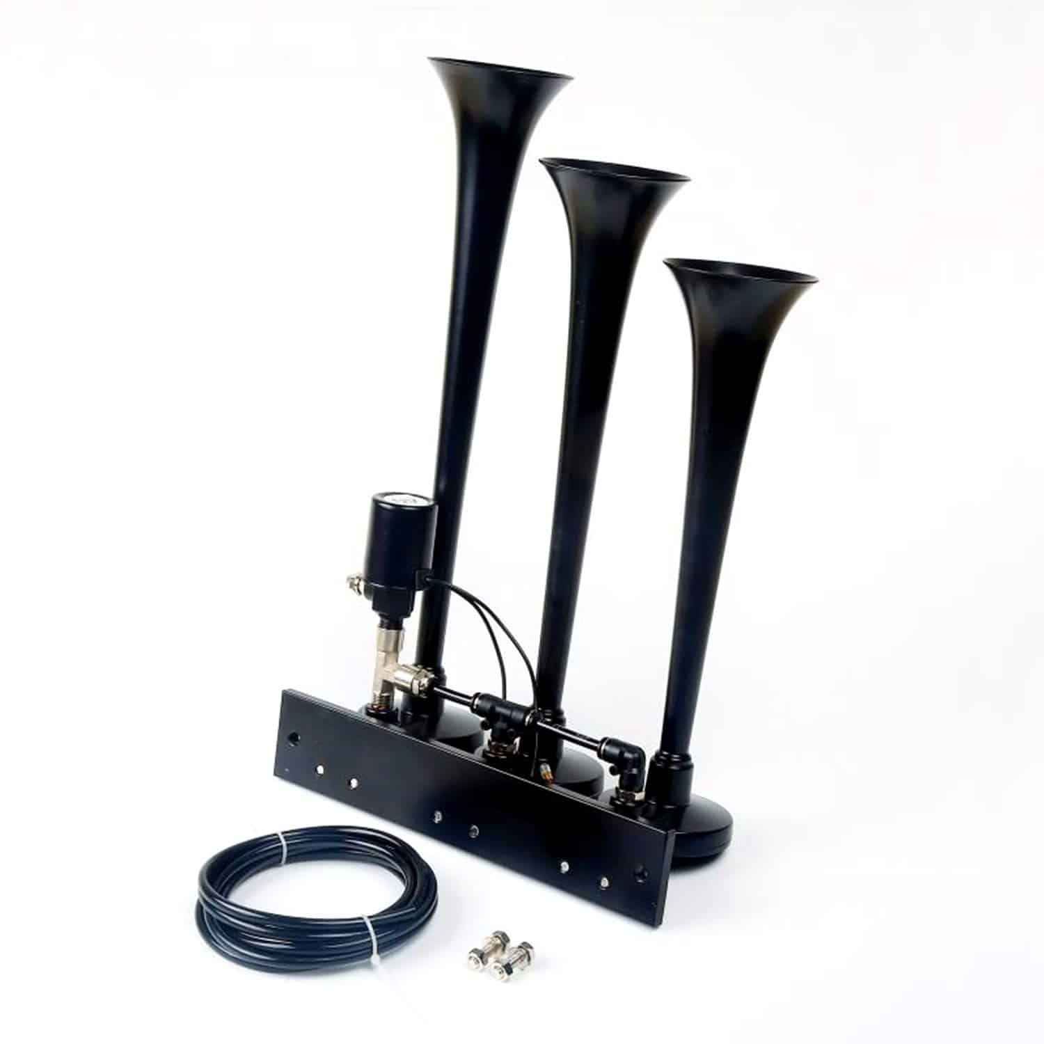 Claxon de Coche Negro de Tres Tubos Control Solenoide de - Imagen 3