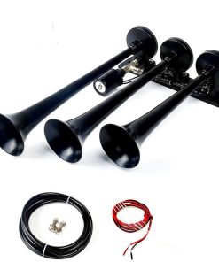 Claxon de Coche Negro de Tres Tubos Control Solenoide de