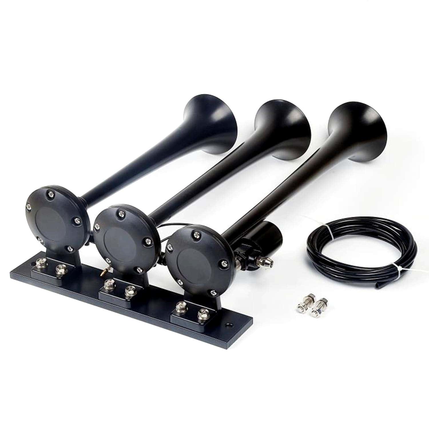 Claxon de Coche Negro de Tres Tubos Control Solenoide de - Imagen 4