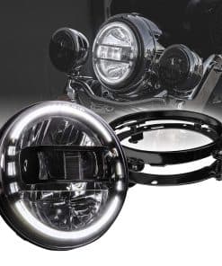 Faro LED TRUE MODS de 7" para Harley Davidson + Soporte de