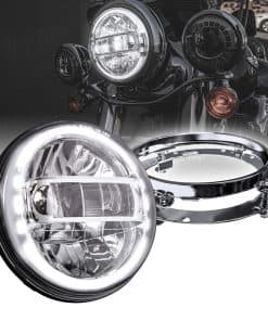 Faros LED de 7" TRUE MODS para Harley Davidson + Soporte de