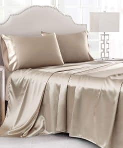 Juego de Sábanas de Satén Cobedzy de 4 Piezas Tamaño King,