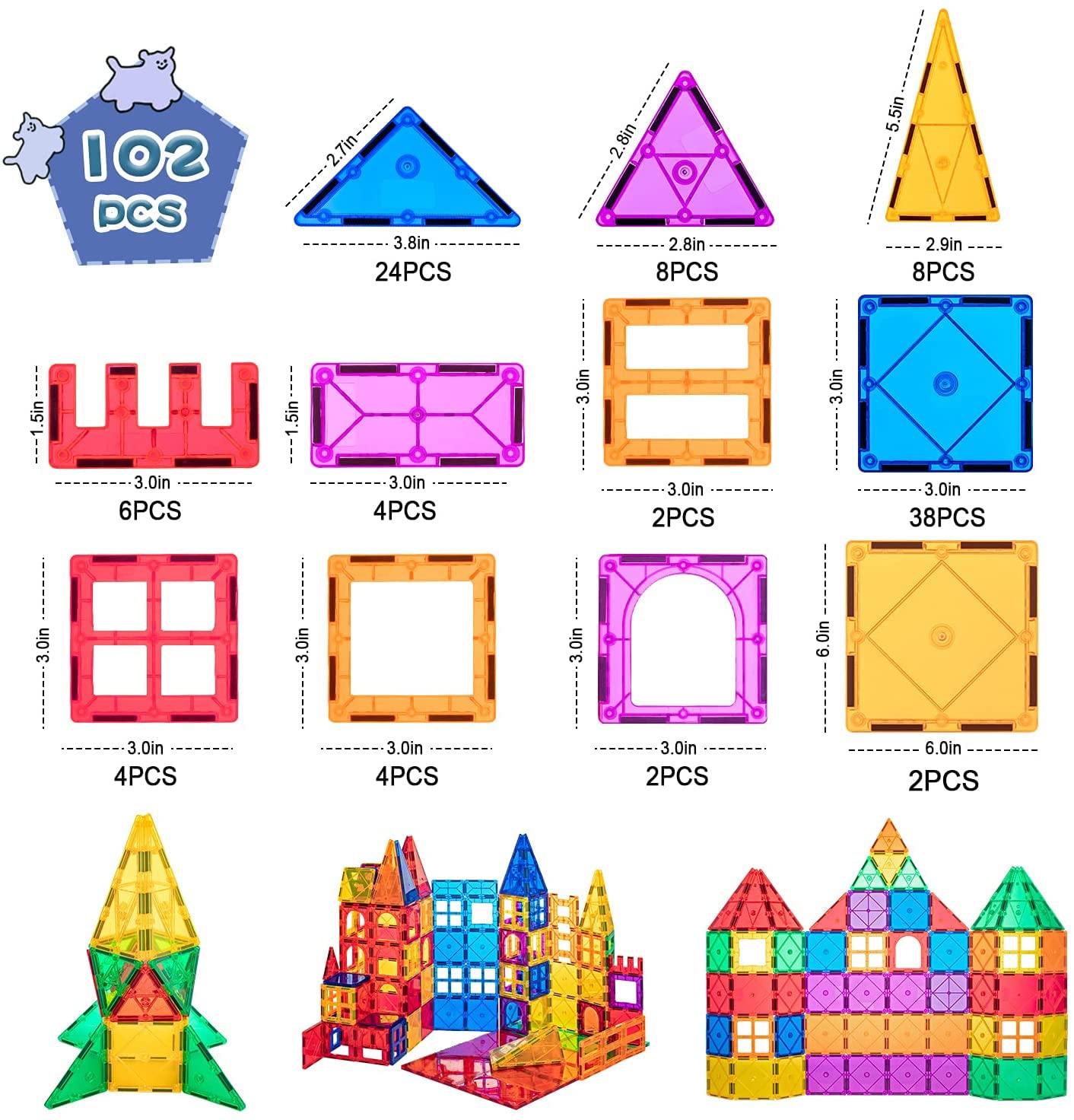 102 Piezas de Bloques de Construcción de Azulejos - Imagen 6