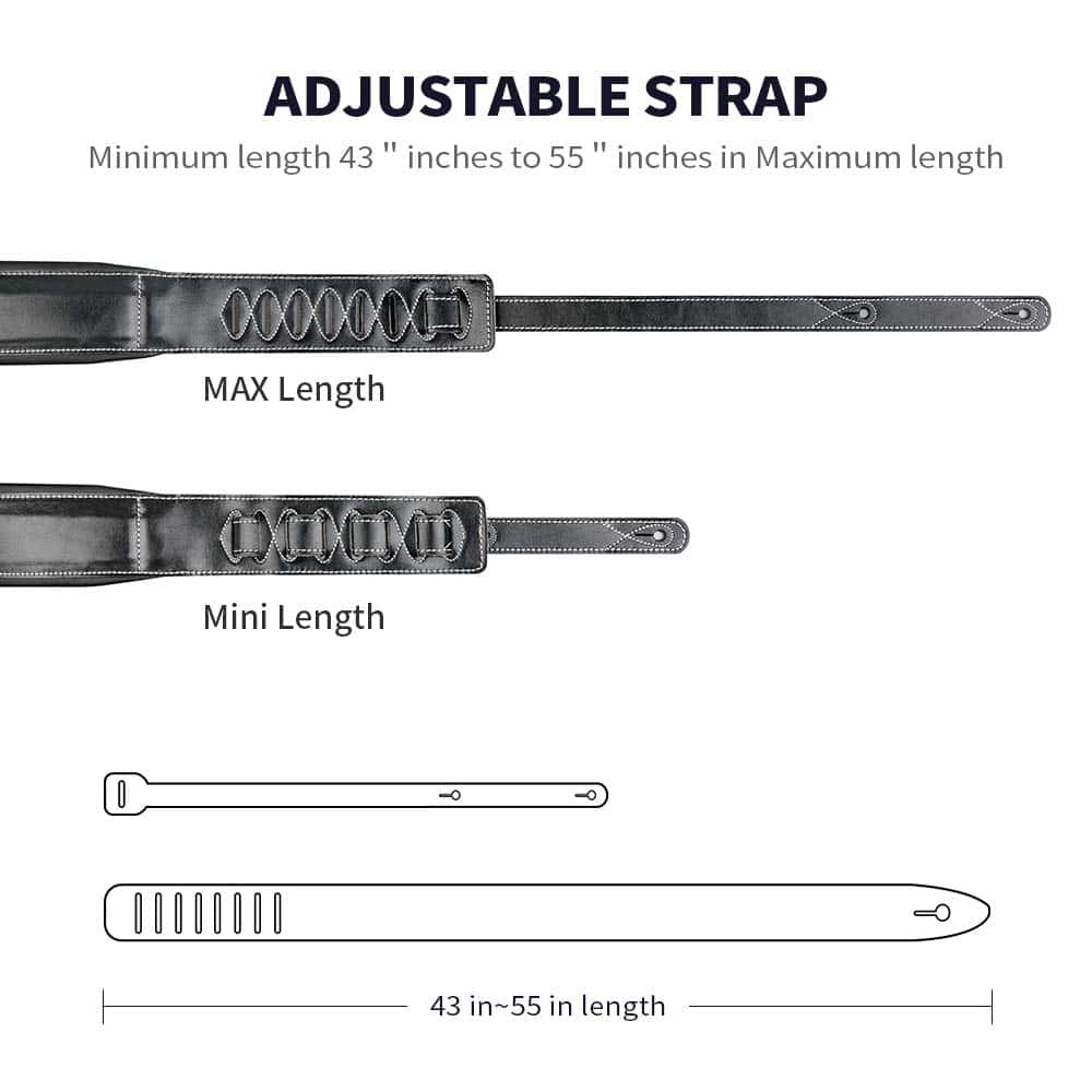 Correa de Guitarra de Cuero BestSounds 3 Pulgadas de Ancho - Imagen 3