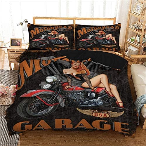 Set de Ropa de Cama 3D con Estampado de Motocicleta Sexy - Imagen 3