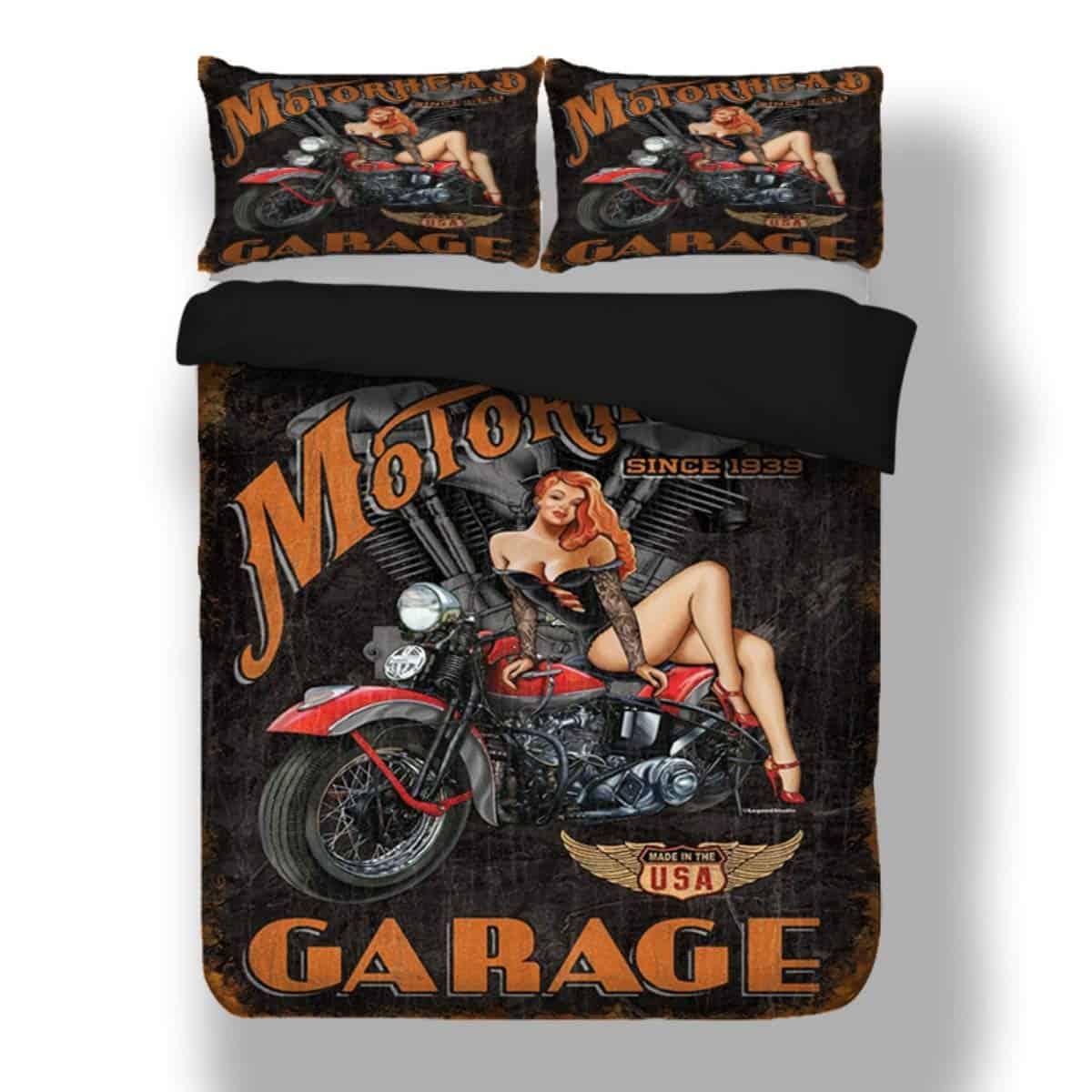 Set de Ropa de Cama 3D con Estampado de Motocicleta Sexy