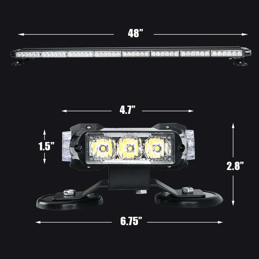 Barra de luces de emergencia estroboscópica LED de 48" 102W - Imagen 10
