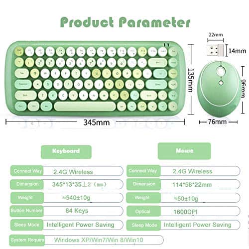 Mini Teclado y Ratón Inalámbricos, Onlywe Set de Teclado - Imagen 4